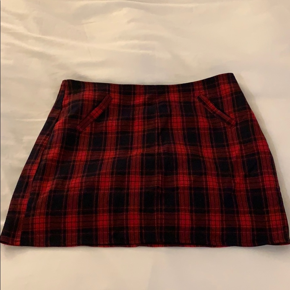 LF red plaid flannel Mini Skirt M